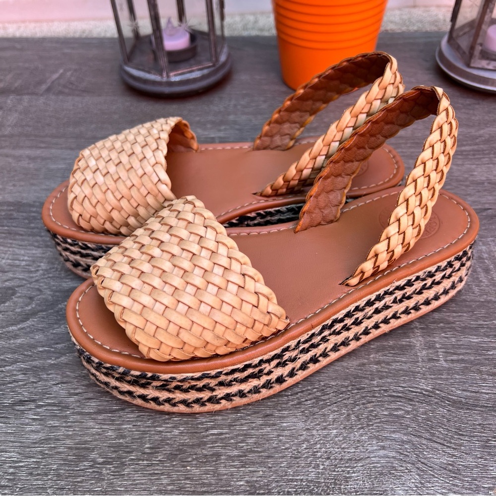 Woven Penelope Chilvers Leather Plaited Espadrilles Garnet Hill Platform Sandals - Picture 3 of 7